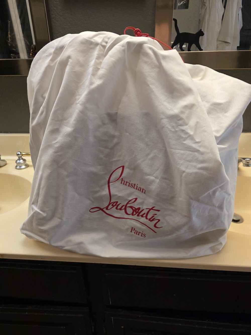 Christian Louboutin Black Croc-Embossed Tote with Red Trim - Picture 2 of 5